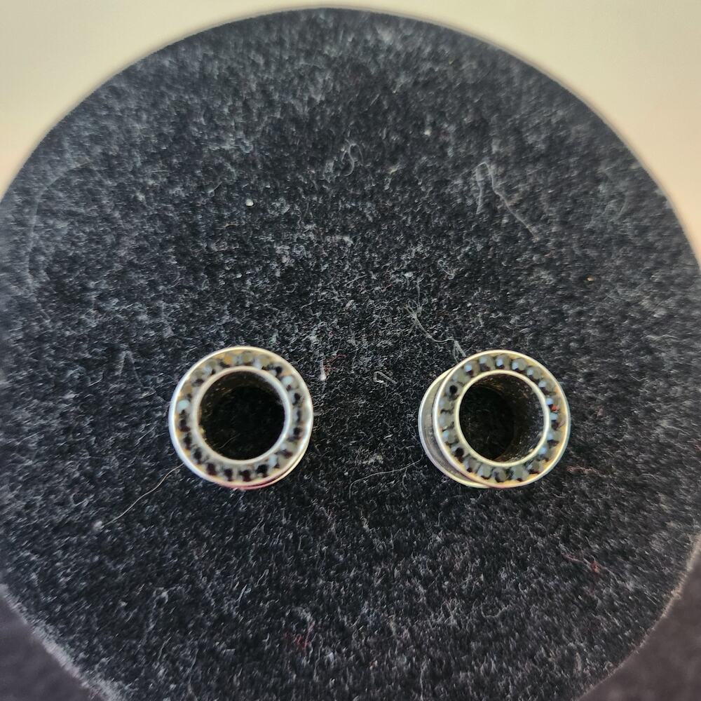 Used 9mm steel back crystal ear plug/tunnel